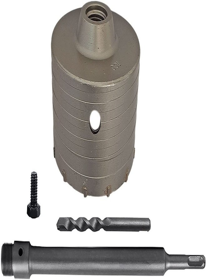 Inditrust مثقاب جدار خرساني ذو ساق SDS من إنديترست، قاطع منشار ثقب، قضيب توصيل 300 مم (مثقاب أساسي 100 مم مع قضيب) - Image 1